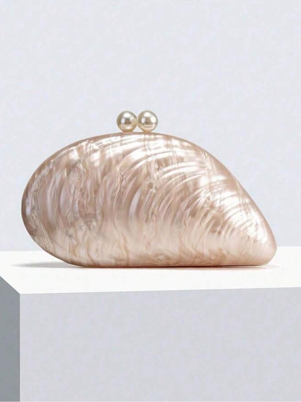 Mother of Pearl Shell Clutch Textured Handbag Purse Bag Shoulder Chain Included